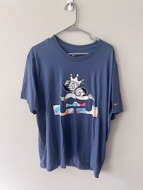 Nike LeBron Blue Graphic T-Shirt with Colorful Crown Print